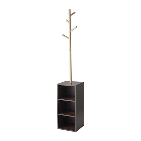Homeroots 12in X 12in X 69in Walnut Walnut Storage Coat Rack 372950