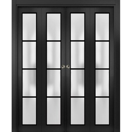 Sartodoors Sliding Closet Double Bi-fold Doors Planum 2132 Black Solid Core Modern Interior PLANUM2132DBF-BLK-96 x 84 (4* 24x84)