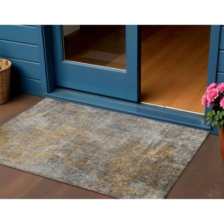 Homeroots 3' X 5' Gray Silver And Charcoal Abstract Washable Indoor Outdoor Area Rug 577649