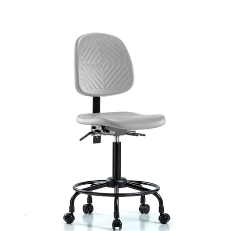 Blue Ridge Ergonomics Poly Chair with Round Tube Base-Medium Bench Height with Medium Back & Casters in Gray Poly PMBCH-MB-RT-T0-A0-RC-GRY
