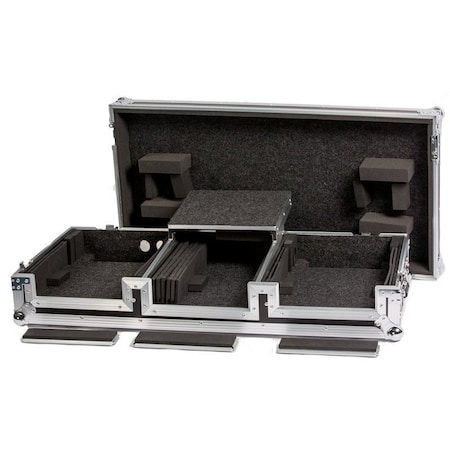 Deejay Led Universal DJ Coffin Case for Two Standard CD Players plus 10-in Mixer w/Sliding Laptop Shelf TBHDJCD10WLT