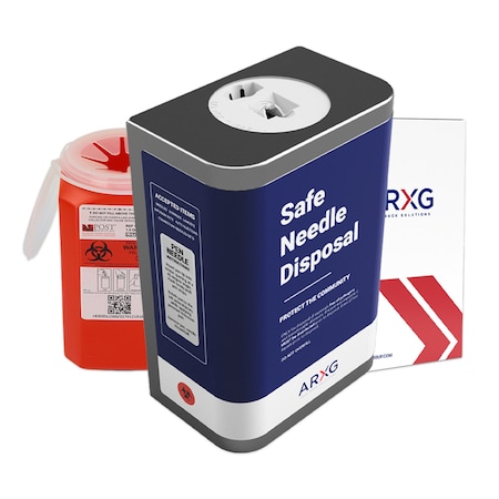 Arxg 1.5qt Mail-In Take Back Sharps Container and Wall Mount System Bundle NS 1780