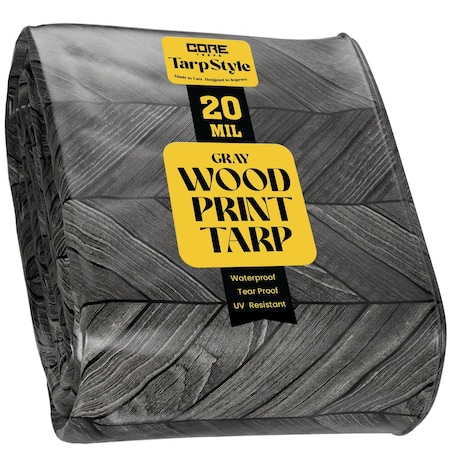 Core Tarps Extreme Heavy Duty 20 Mil Tarp Cover, Waterproof, UV Resistant Grey Wood/Black 30ft X 60ft CT-712-30X60
