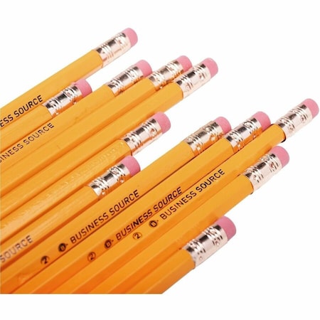 Business Source Pencil, Yellow Barrel, Round, PK12 BSN37507