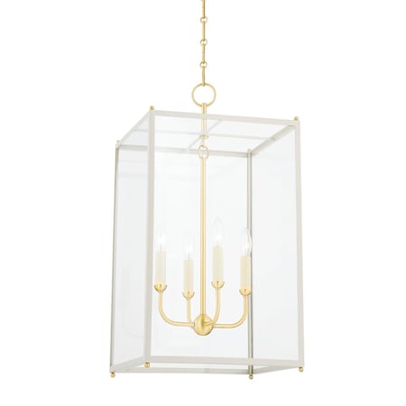 Hudson Valley Lighting Mark D. Sikes X Chaselton 4 Light Lantern 15 In. Aged Brass/Off White MDS1201-AGB/OW