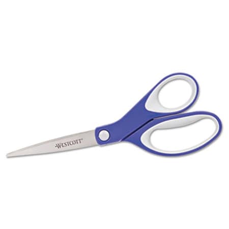 Officespace Straight KleenEarth Soft Handle Scissors, 8 in. length, Blue-Gray OF39207