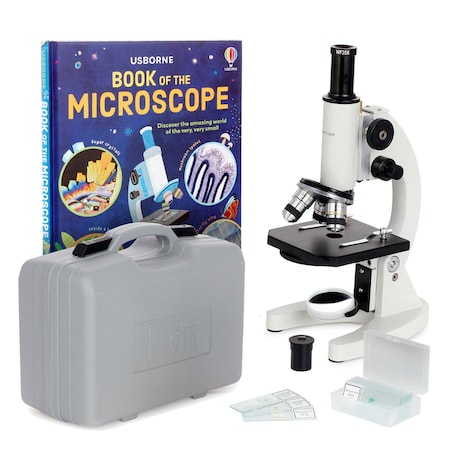 Amscope M60 Metal Body Glass Lens Biology Student Monocular Compound Microscope 40X-100X w/ABS Case, 10pc Sl M60C-ABS-PB10-WM