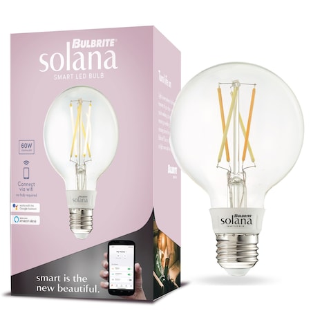 Bulbrite Solana 60-Watt Equivalent G25 LED Smart WIFI Connected LED Light Bulb, Clear, 2PK 861705