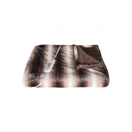 Homeroots 50" X 60" Brown And White Modern Contemporary Heated Throw Blankets 357551