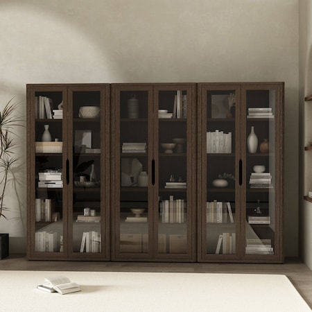 Manhattan Comfort Rivington 38in Bookcase Cabinet in Walnut - Set of 3 3-BC005-BR