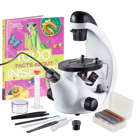 Amscope IQCrew By IN50 Inverted Compound Microscope 40X-500X w/Digital Camera, Kid's Friendly Software and I IN50C-BKI-PSIB-E