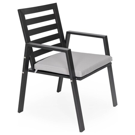 Leisuremod Chelsea Modern Patio Dining Armchair in Aluminum with Removable Cushions, Light Grey CC20BL-LGR