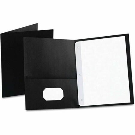 Tops Business Forms Oxford, Twin-Pocket Folders With 3 Fasteners, Letter, 1/2in Capacity, Black 25/box, 25PK 57706