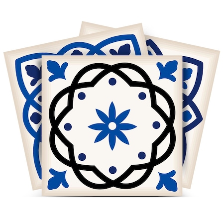 Homeroots 8" x 8" Blue and Aqua Pop Mosaic Peel and Stick Removable Tiles 400473