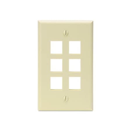 Leviton 6-Port Wallplate Unloaded, 1-Gang Used W/Snap-In Modules 41080-6IP