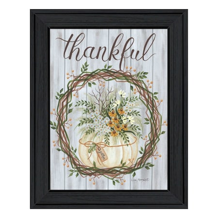 Homeroots Thankful Wreath Black Framed Print Wall Art 529985