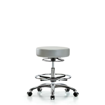Blue Ridge Ergonomics Bench Stool, Med, Vinyl, Chrm, CF, Cstrs, Dov BR-VMBSO-CR-CF-CC-8567