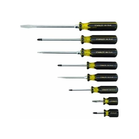 Stanley 100 Plus 8 Pc Combination Screwdriver Set, Phillips, Slotted, 1/4 in, 7/32 in, 5/16 in, 3/8 in 680-66-158-A