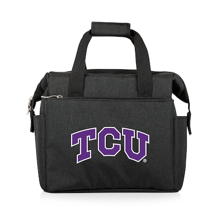 Picnic Time Family Of Brands NCAA TCU Horned Frogs On The Go Lunch Bag Cooler - Soft Cooler Lunch Box, Black 510-00-179-844-0