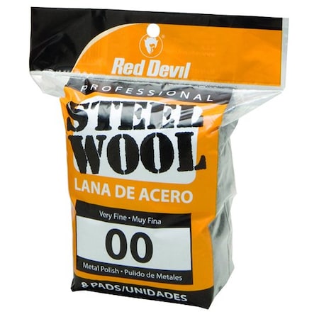 Red Devil #00 Red Devil 322 Steel Wool Pro Steel Wool Pad Very Fine, 8-Pack 321