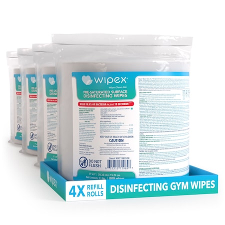 Wipex EPA-Registered Disinfecting Wipes 800ct Bulk Refill Rolls, 3200 Antibacterial Cleaning Wipes, 4PK WX71989SDR-4