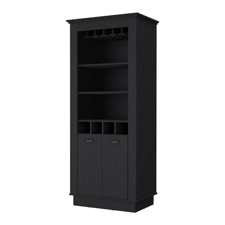 Homeroots 70" Black Bar Cabinet With Wine Storage 535115
