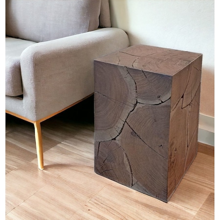 Homeroots 20" Black Distressed Solid Wood Square End Table 555312