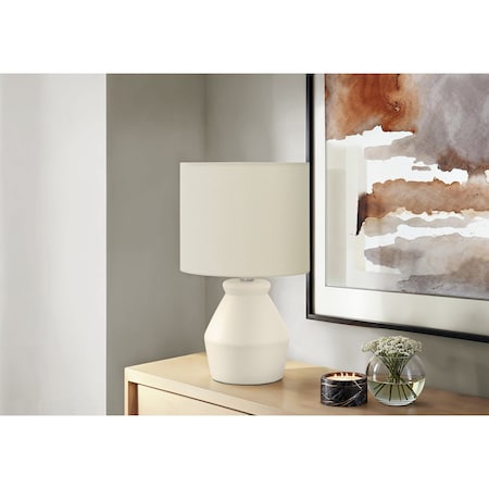 Monarch Specialties Lighting, 17 in.H, Table Lamp, Cream Ceramic, Ivory / Cream Shade, Modern I 9740