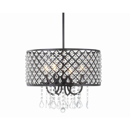 Jonathan Y Gigi 17 in. Metal/Crystal Adjustable LED Drop Chandelier, Black/Clear JYL7464A