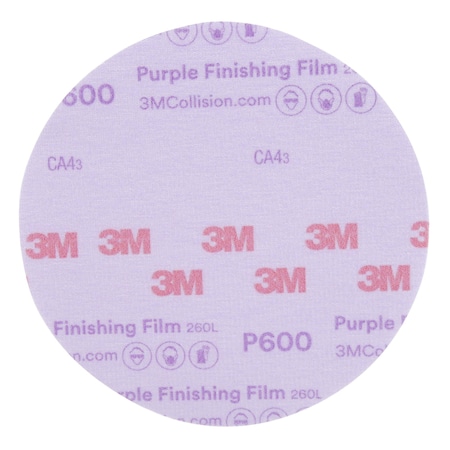 3M Sanding Disc, Finishing Film, Purple, PK50 30671
