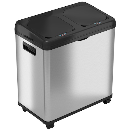 Hls Commercial 16 gal Rectangular Recycling Bin, Touchless Sensor, Satin Black/Satin Alum, Stainless Steel HLS16DCSS