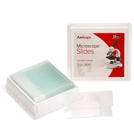 Amscope 72pc Blank Slides with Polysine Coating BS-PLS72P