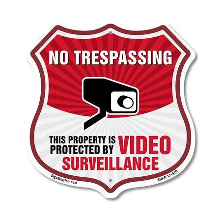 Signmission No Trespassing Shield Sign This Property, 12 Inch X 12 Inch, Plastic Sign SHI-P-12-410