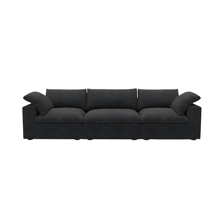 Homeroots Black Linen Blend Modular Rectangular Three Piece Corner Sectional 714581