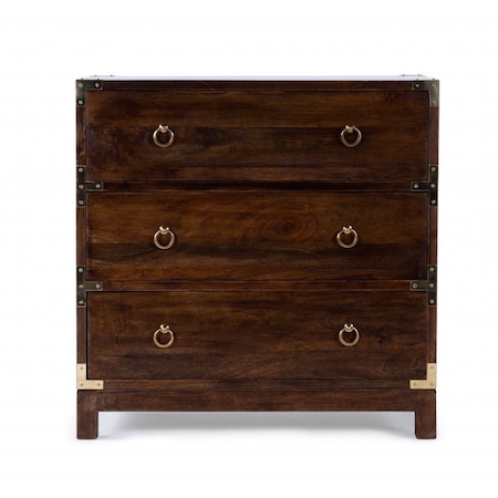 Homeroots 28" Brown Solid Wood Three Drawer Dresser 389787