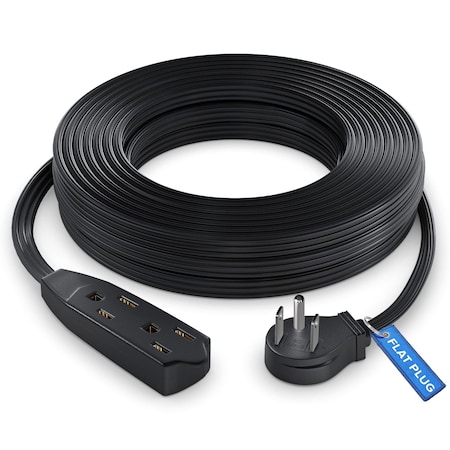 Maximm 50ft Multi-Outlet 3-Prong Angled Flat Plug Extension Cord, UL, Black ADW-45-3350-B