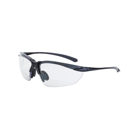 Crossfire Bifocal Safety Glasses, Shiny Pearl Gray 2.5 Diopter, Clear Lens 92425