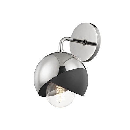 Mitzi Emma 1 Light Wall Sconce 6 In. Polished Nickel/Black H168101-PN/BK
