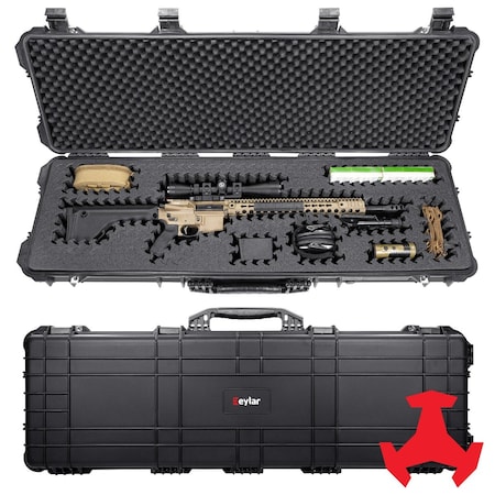 Eylar 48in Hard Rifle Case Equipped With Ragar Reconfigurable & Reusable XP Crosslinked Foam Insert SA00014-BLK-RG-XP