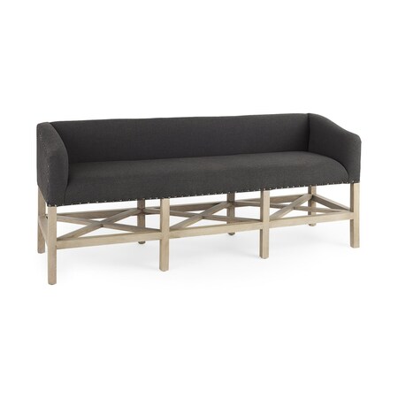 Homeroots 60in Gray and Brown 100% Polyester and Solid Wood Upholstered Bench 606733