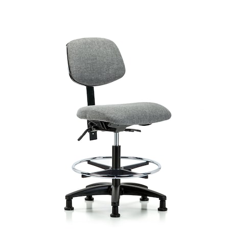 Blue Ridge Ergonomics Chair, Fabric, Med Bench, CF Glides, Gry, No Arms, 22" to 29" Height, Gray BR-FMBCH-RG-T0-A0-CF-RG-F44