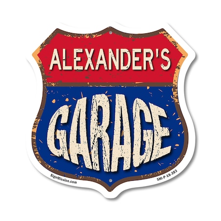 Signmission Alexander's Garage, 18 Inch X 18 Inch, Plastic Sign SHI-P-18-383-ALEXANDER
