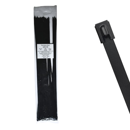 Cable Ties Unlimited Cable Tie, 26.7 in L, 300 lb Strength, 8.1 in Max Bundle Dia, Coated 316 Stainless Steel, Blk, 100PK SSPCoated27-HD