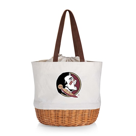 Picnic Time Family Of Brands NCAA Florida State Seminoles Coronado Canvas and Willow Basket Tote - Picnic Bag 203-00-187-174-0