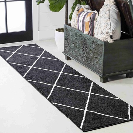 Jonathan Y Cole Minimalist Diamond Trellis Black/White 2 ft. x 10 ft. Runner Rug SEU102A-210