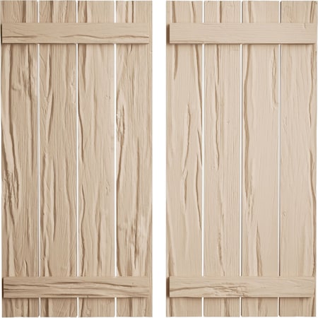 Ekena Millwork Rustic Four Board Spaced Board-n-Batten Riverwood Faux Wood Shutters, 23 1/2W x 26H, PR SHUBSS23X26RWPR