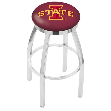 Holland Bar Stool Co 30" Chrome Iowa State Swivel Bar Stool, Accent Ring L8C2C30IowaSt