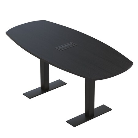 Skutchi Designs Arc Boat Conference Table With Power, 36 in W, 72 in L HAR-ABOT-36X72-T.BK-U999ST19-EBLK