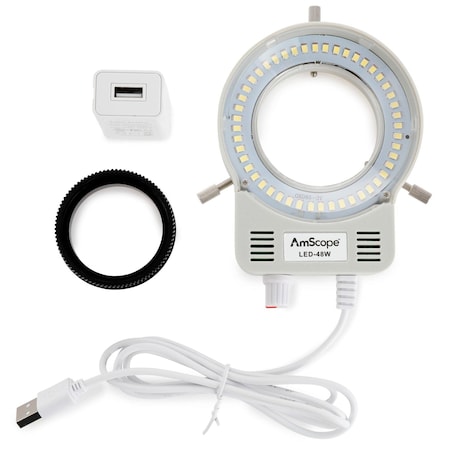 Amscope 48 LED Microscope Ring Light with Dimmer LED-48W