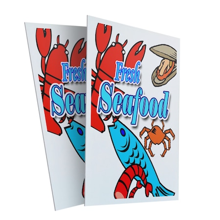 Signmission Fresh Seafood, Plastic Signs Only 24 Inch x 36 Inch, Corrugated Plastic, 2PK CSB-2436-2PACK-Fresh Seafood